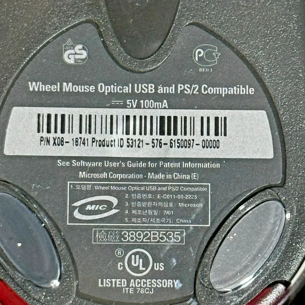 Microsoft Wheel Mouse Optical D66-00021 USB PS/2 Factory Sealed NOS Vintage